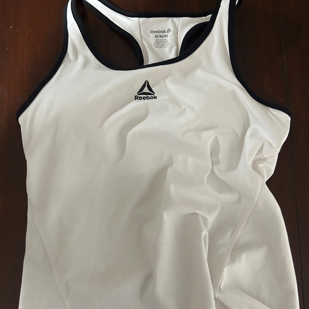 Reebok White Fitted Sleeveless Tank Top